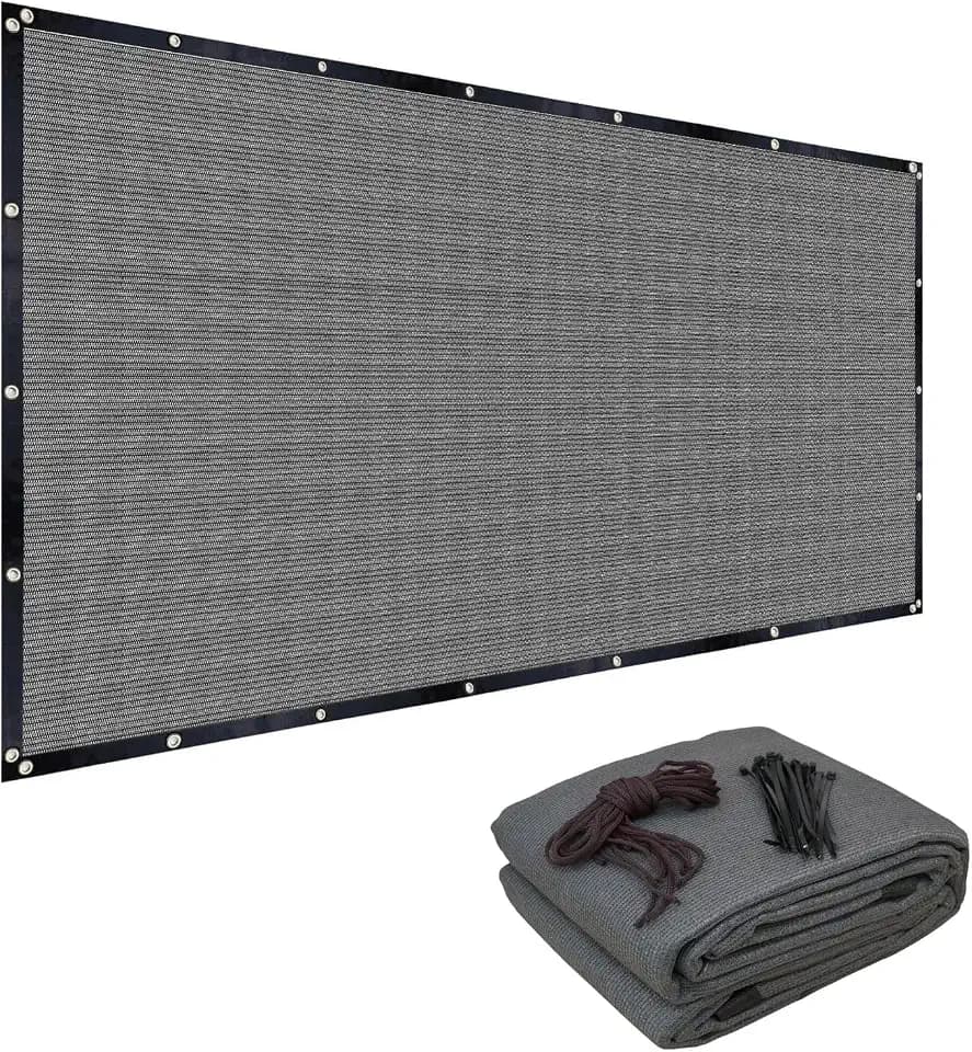 FAIR WIND 90% Sun Shade Cloth with Improved Grommets 8’ X 12’ Outdoor Sun Screen Fabric Cover for Patio Garden Pergola Canopy - Grey