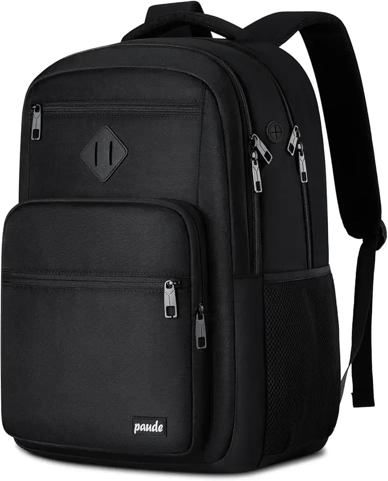 Paude Black Backpack,School Backpack for Teens Adults Laptop Bookbag for High School College Students Back Pack for Work