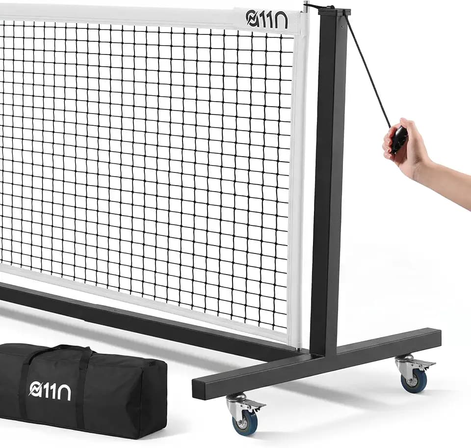 A11N SPORTS Portable Pickleball Net - 22FT Regulation Size Heavy Duty Tournament System with Tool-Free Quick Setup, Lockable Wheels for Clubs, Communities & Private Courts