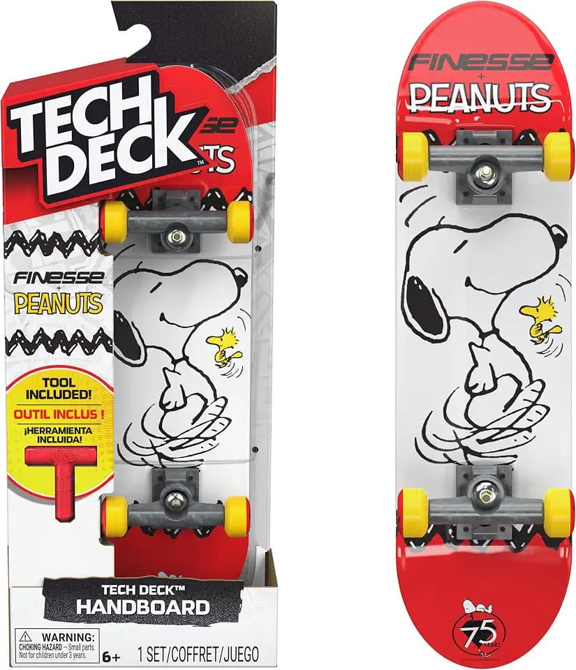 Tech Deck Finesse Peanuts Handboard, Authentic Mini Skateboard