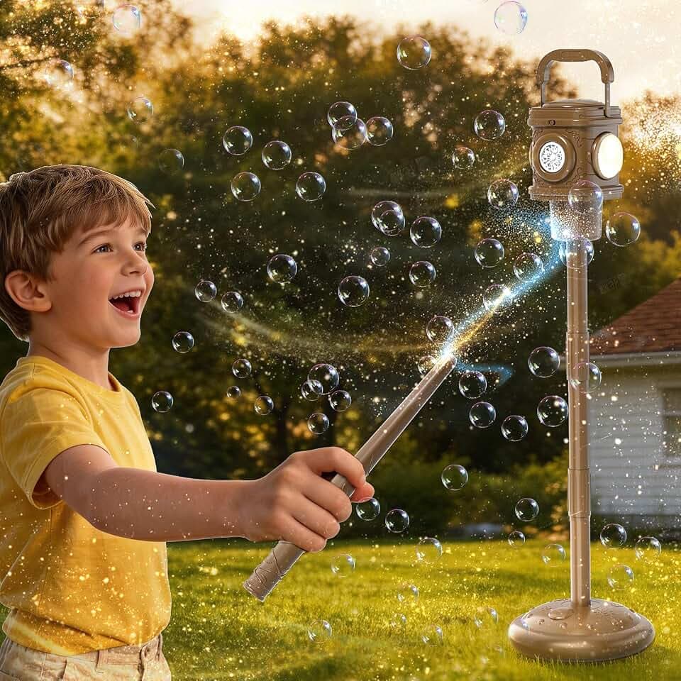 Automatic Bubble Machine for Kids 3-5, Remote Control LED Street lamp Bubble Toy for Indoor House Outdoor Play, Summer Water Toys for Kids Boy Girl Birthday Party Gifts