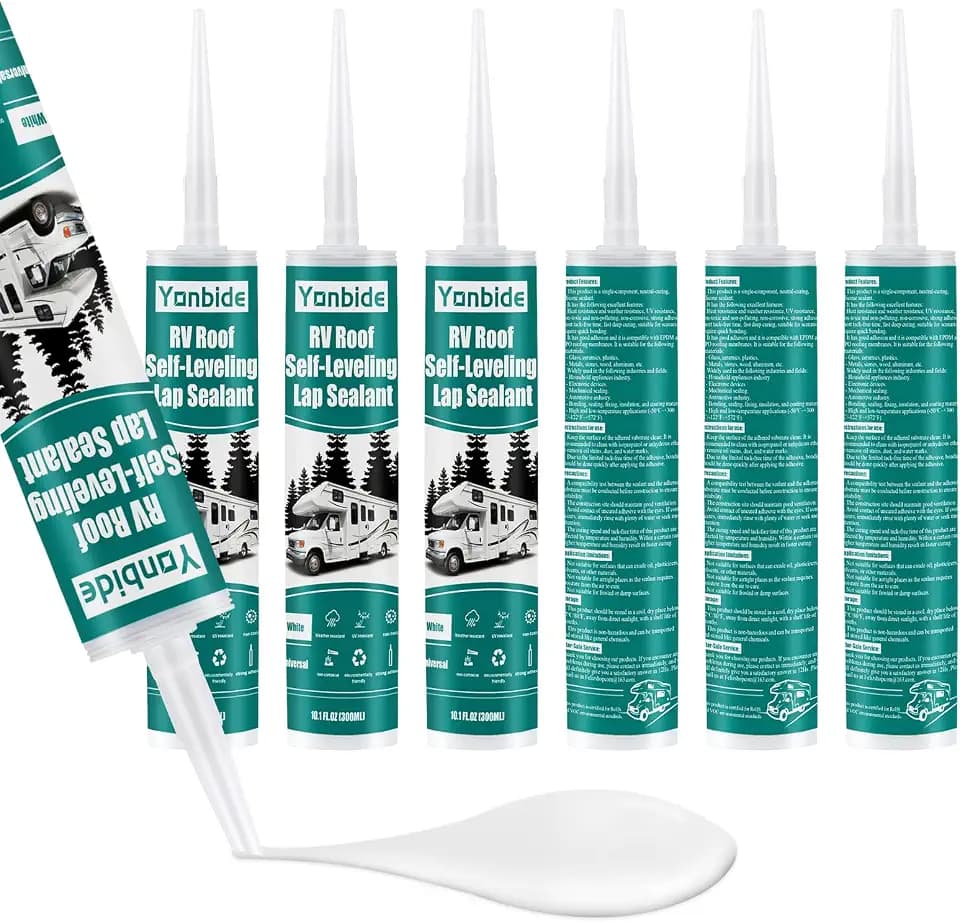 RV Silicone Sealant - RV Roof & Caulking White, Self-Leveling Lap Sealant (6 Pack) - Waterproof Sealing for Trailers, Motorhomes, Campers