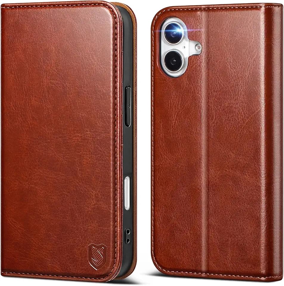 for iPhone 17 Wallet Case with Card Holder,Brown