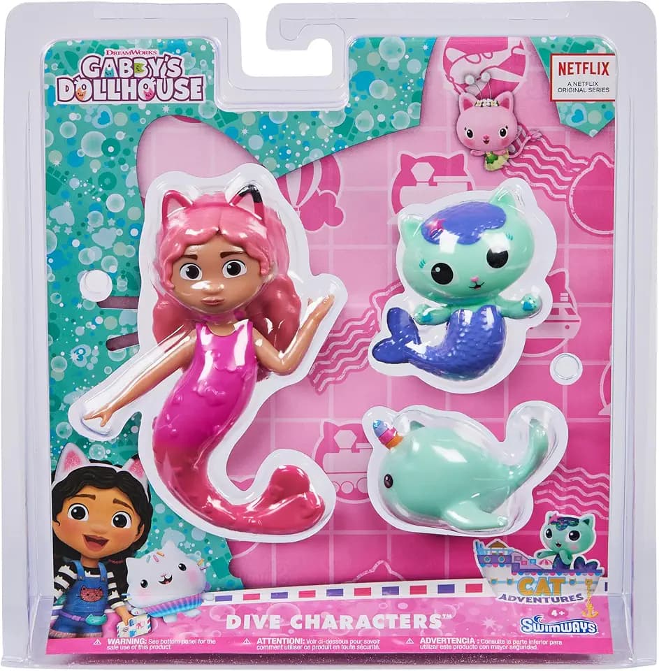 SwimWays Gabby’s Dollhouse Dive Characters 3-Pack of Pool Toys for Ages 5+