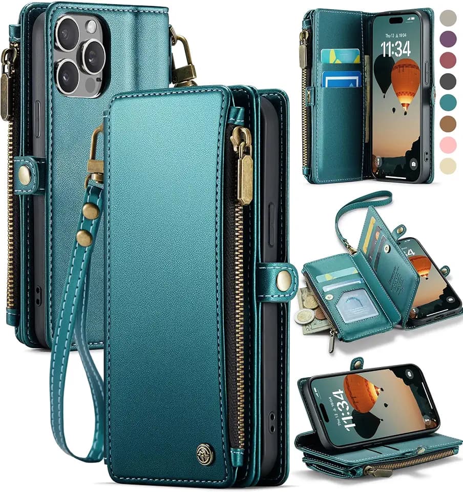 Defencase for iPhone 12 & 12 Pro Wallet Case with RFID Card Holder, Green