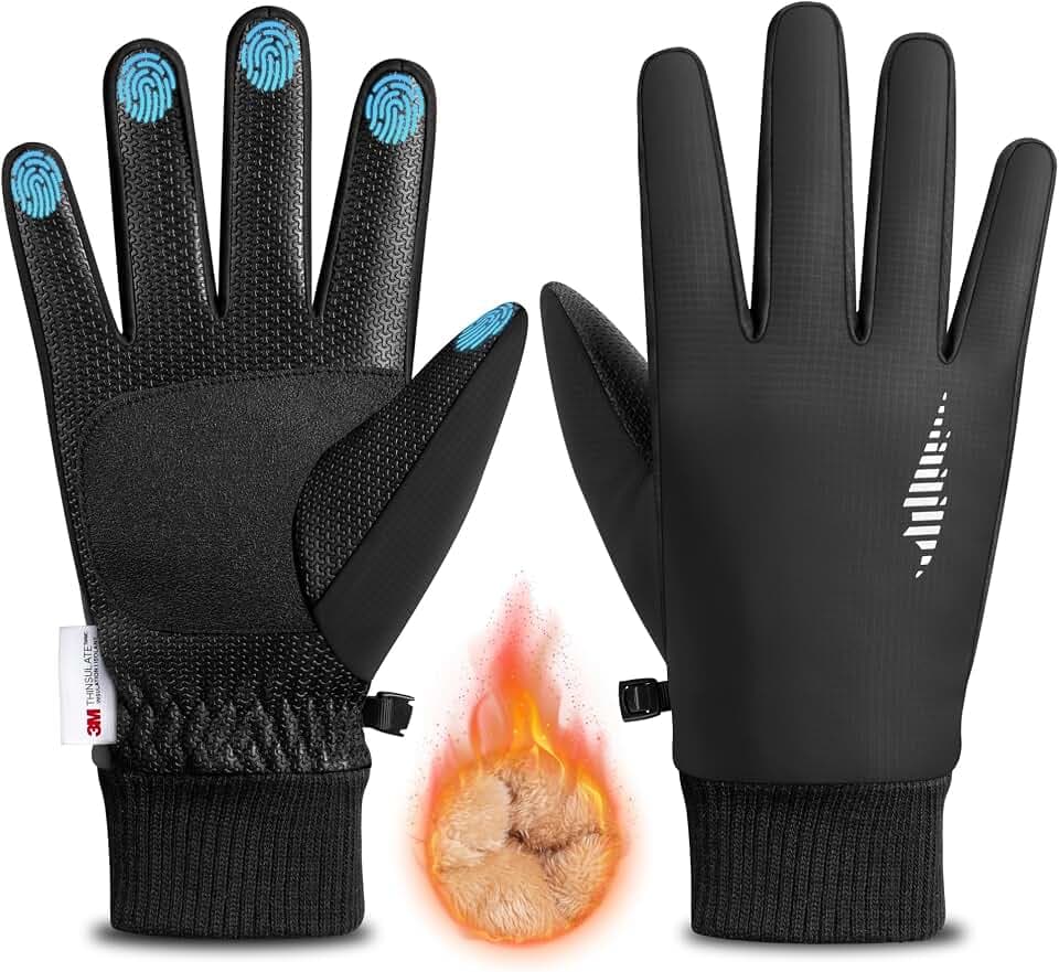 SIMARI Winterhandschuhe Herren Damen Thermo wasserdichte Warme Touchscreen Fahrradhandschuhe Snowboard Ski Outdoor Anti-Rutsch Winddicht Laufen Wandern Plüsch Winter SMRG108(Grauschwarz L)