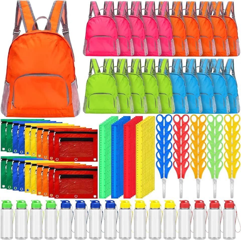 24 Sets Bulk Backpacks with School Supplies Donation Kit, Classic