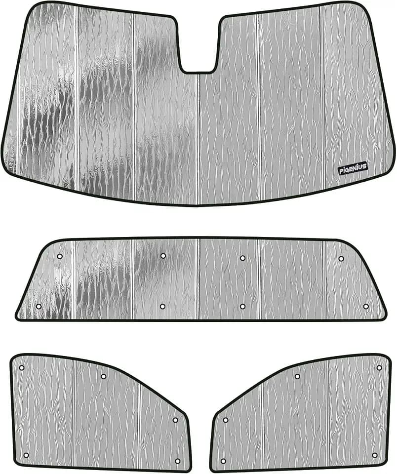 Pigenius Windshield Sunshade for Chevy Silverado/GMC Sierra 1500/2500/3500 HD 2014-2018 Standard Cab, Reversible Silver/Black