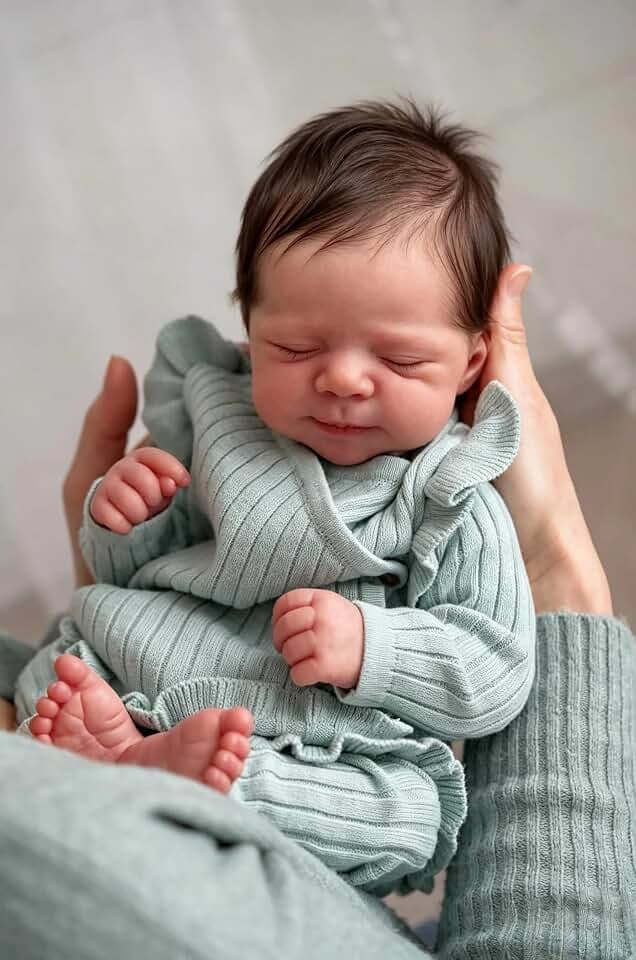 Zero pam Reborn Babypuppe, 45 cm, schlafend, realistisch, für Neugeborene