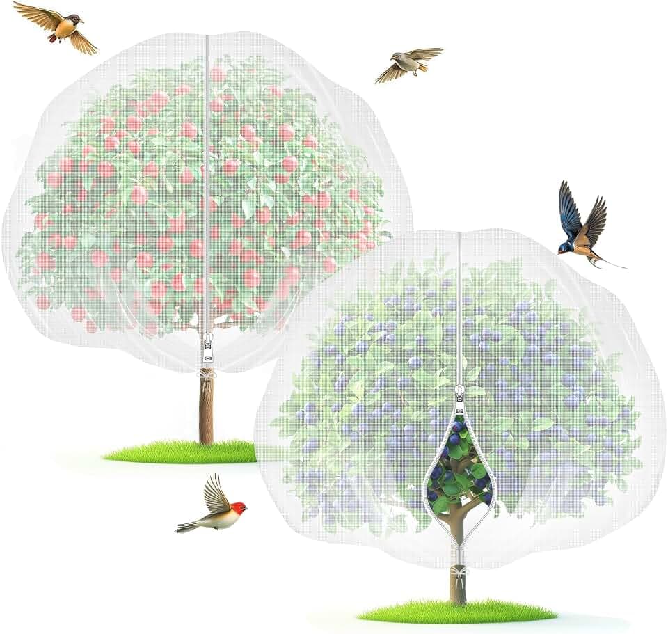 10'x10' Fruit Tree Netting with Zipper & Drawstring(2 Pack)
