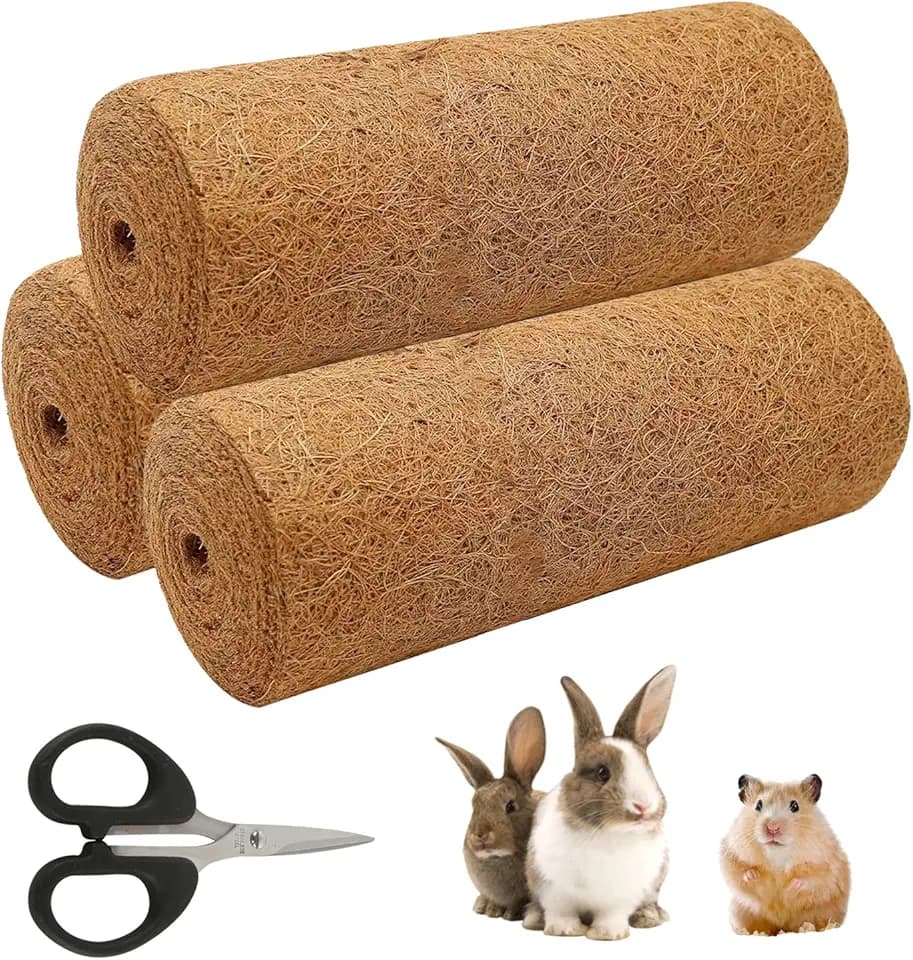 3 Stück Hanfmatten für Nager Nagerteppich aus 100% Kokosfaserspäne 100 X 30cm, Absorbieren Gerüche, für Kaninchen, Hasen und Hamster Hanfmatte Biologisch Abbaubare Hanfmatte