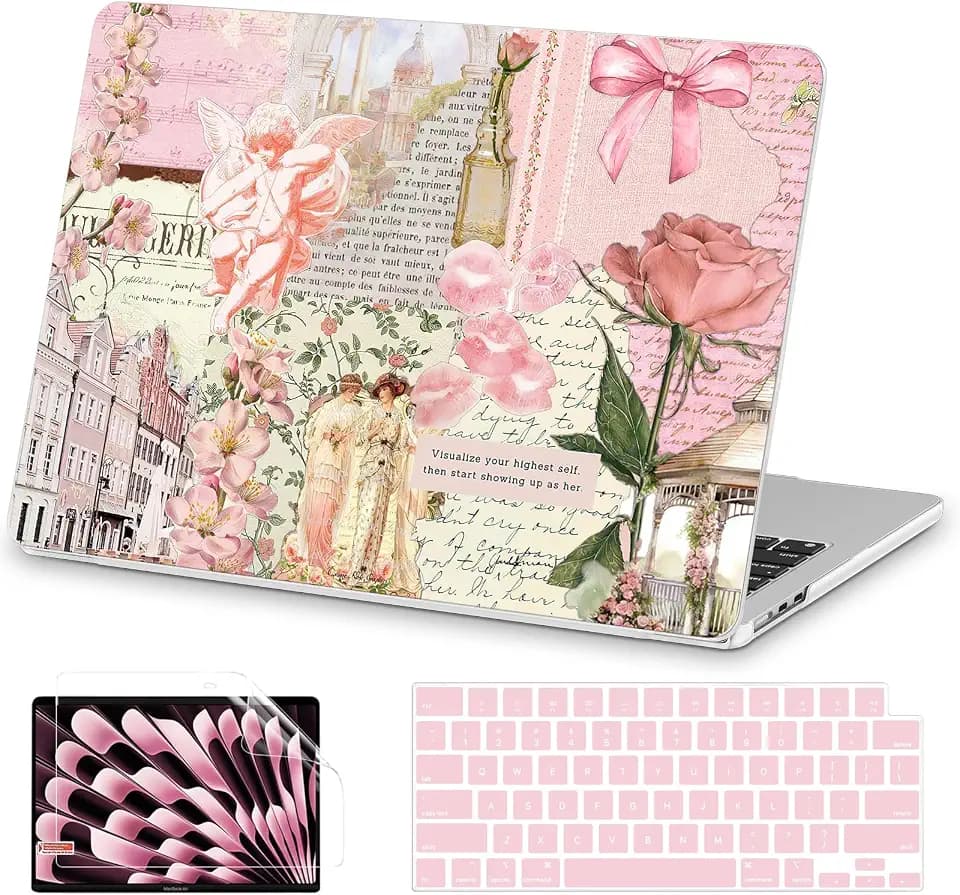 AKIT for MacBook Air 13 inch Case M5 M4 M3 M2 2026-2022, Retro Collage