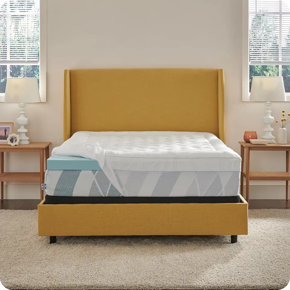 Sealy Dreamlife 3” Gel Memory Foam Twin Mattress Topper with 1” Quilted Cooling Cover, SealyComfort Gel Foam, SealyCool Poly Blend Cover