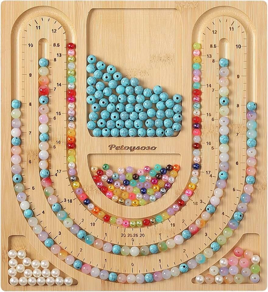 Petoysoso Bamboo Bead Board for Jewelry Making - Necklace and Bracelet Beading Board - Jewelry Making Supplies