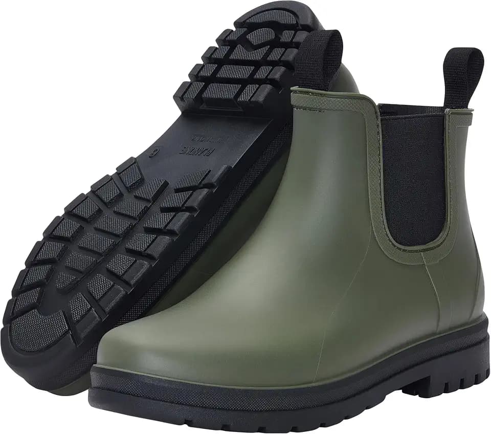 planone Fashion Short Rain Boots for Women, Waterproof Chelsea Ankle Boots