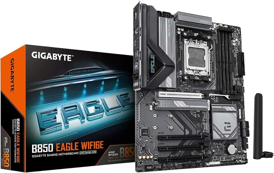 GIGABYTE B850 Eagle WIFI6E AMD AM5 LGA 1718 Motherboard, ATX, DDR5, 3X M.2, PCIe 5.0, USB-C, WIFI6E, 1GbE LAN, EZ-Latch, 5 Jahre Garantie