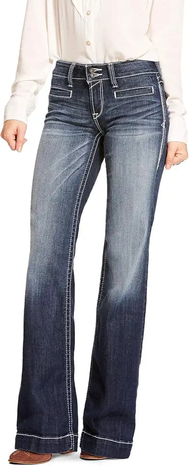 Ariat Women's Trouser Mid Rise Stretch Entwined Wide Leg Jean