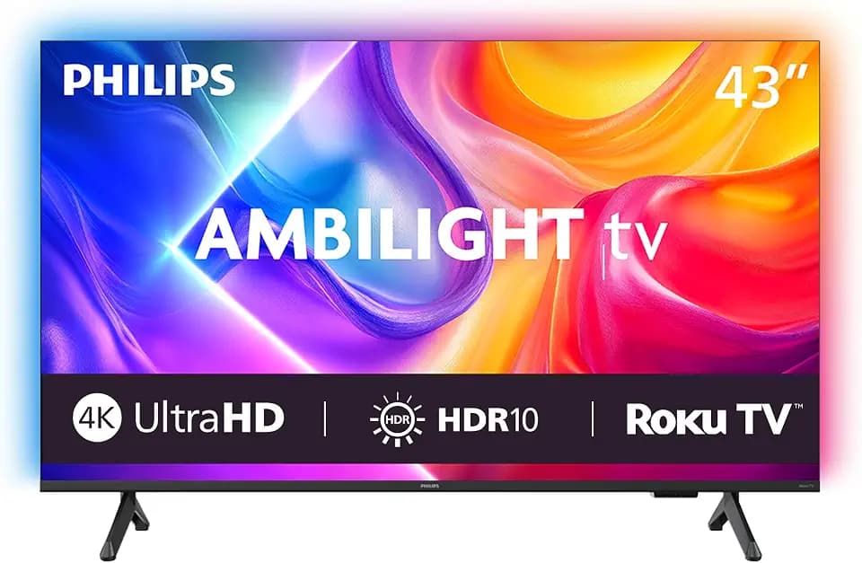 PHILIPS 43 Inch 4K UHD 2160p 7875 Series Ambilight TV, DLED, Bezel-Less Design, Roku OS