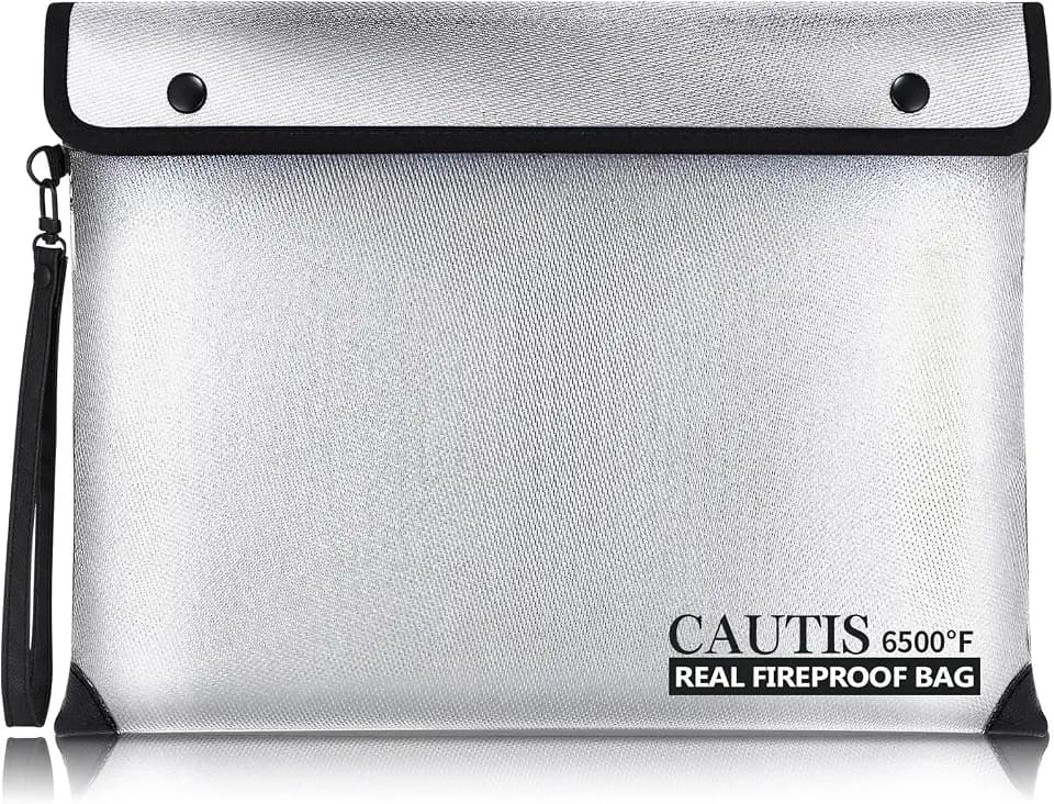 6500℉ Upgraded Fireproof Document Bag A4 Size (Silver)