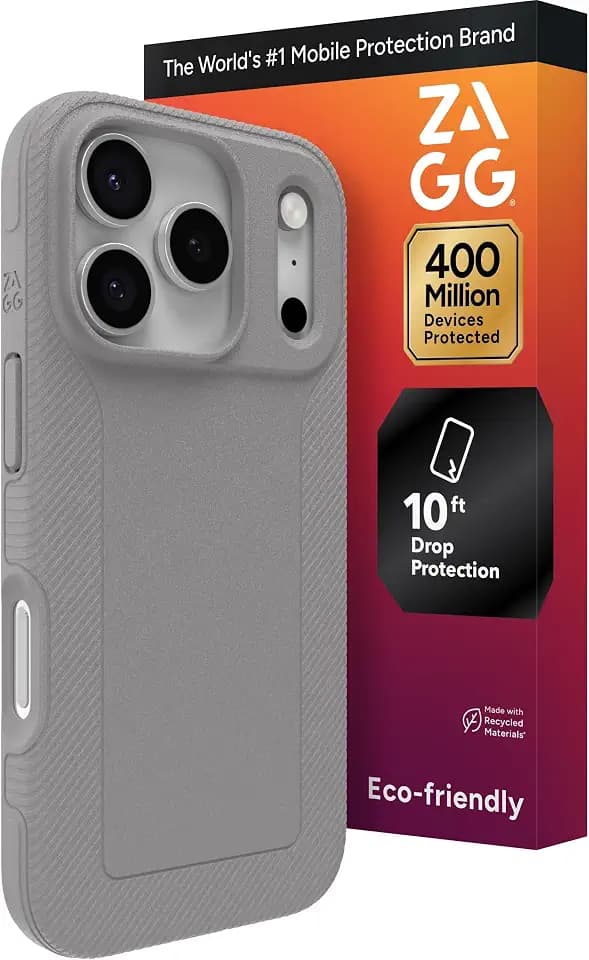 ZAGG Luxe Snap Phone Case for iPhone 17 Pro - Gray, Durable Graphene for Drop Protection (10ft/3m), Slim Lightweight Design, MagSafe Compatible