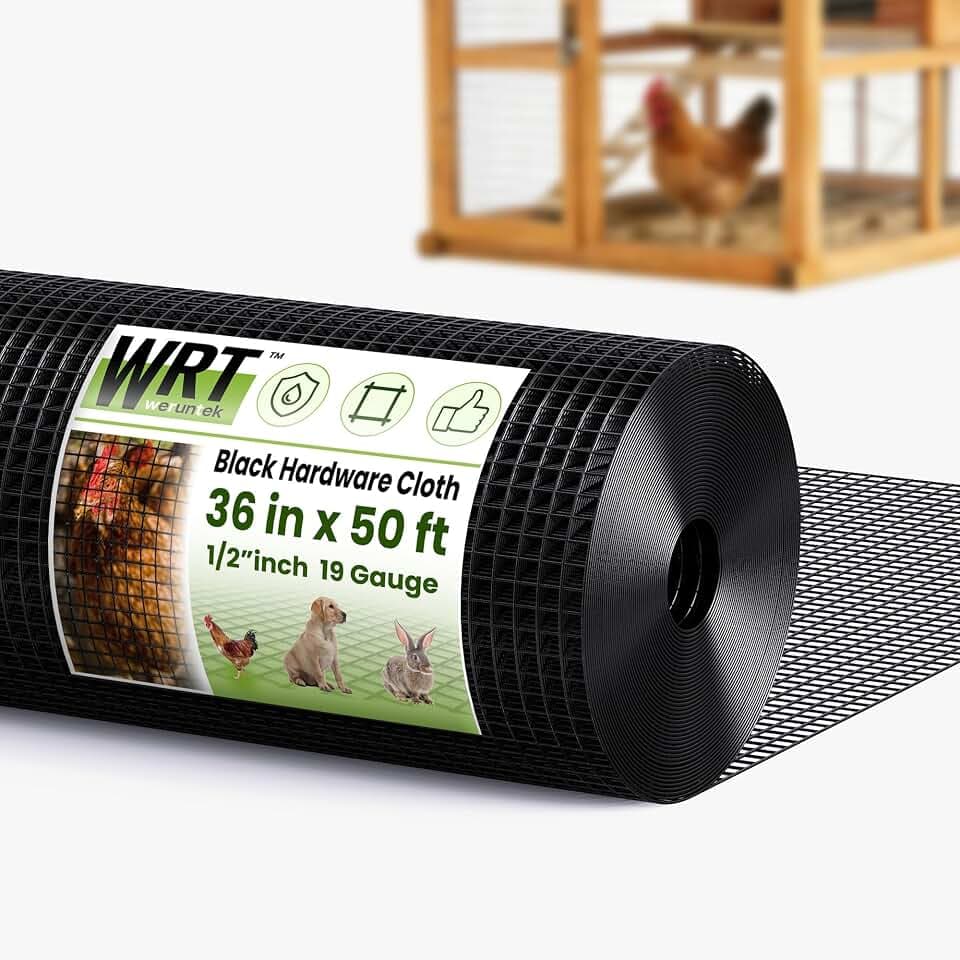 1/2" Hardware Cloth, 36 in x 50 ft, 19 Gauge Black PVC Coated Welded Mesh