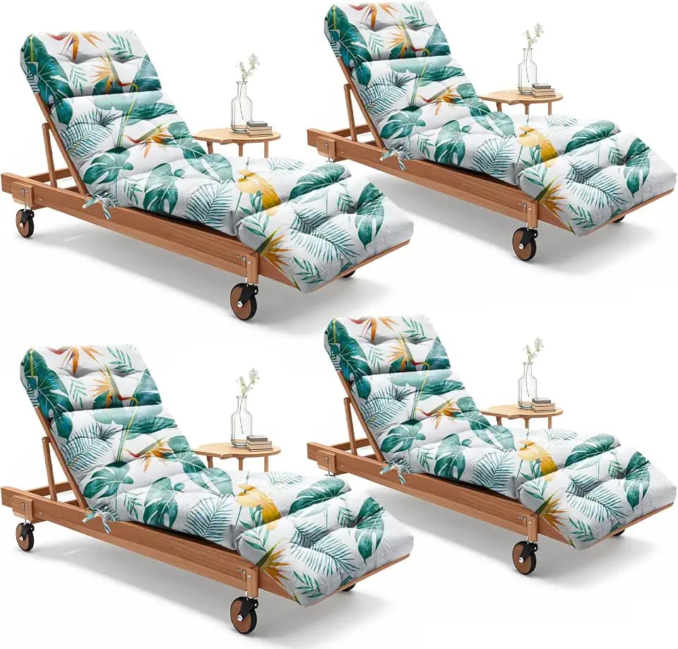 Outdoor Lounge Chair Cushions Set of 4 Waterproof 75.1 x 22.8 x 4.7" 8#