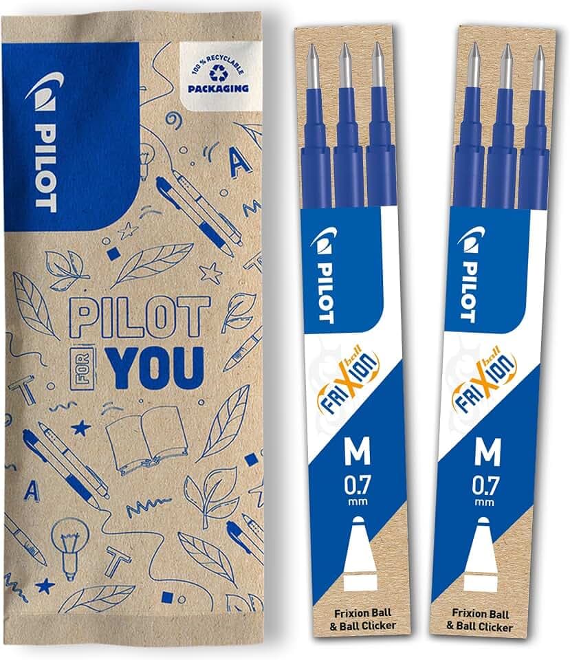 PILOT - 6 Ersatzminen FriXion Ball - Radierbar - Blau - Mittlere Spitze