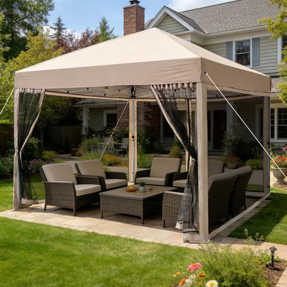 10x10 Pop Up Canopy Tent with Mesh Netting