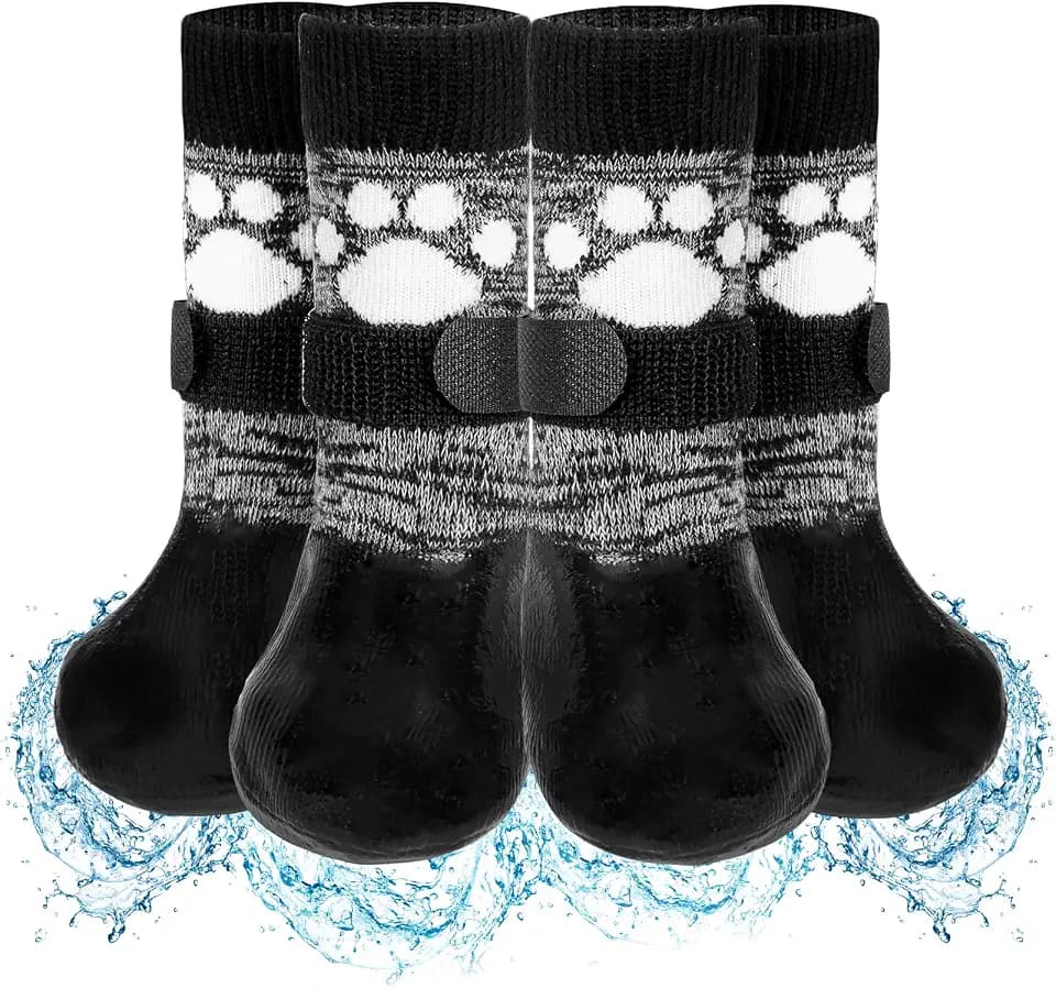 SCENEREAL Anti Slip Dog Boots & Shoes for Hot/Cold Pavement to Prevent Licking, Waterproof Dog Socks Paw Protectors for Small Medium Large Dogs, Traction Control on Hardwood Floor for Senior Dog, XL