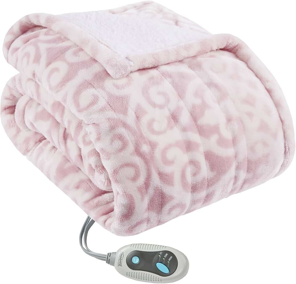 Beautyrest Heated Electric Throw - Sherpa/Berber, 3 Heat & Washable