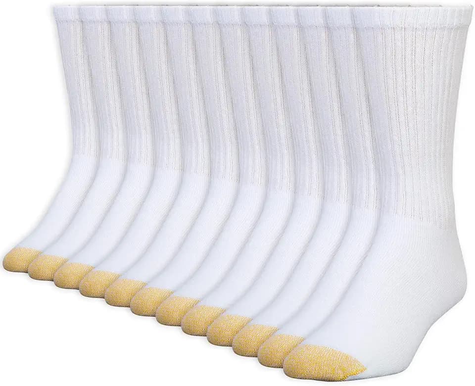 GOLDTOE Men's 656S Cotton Crew Athletic Socks (Multipack)