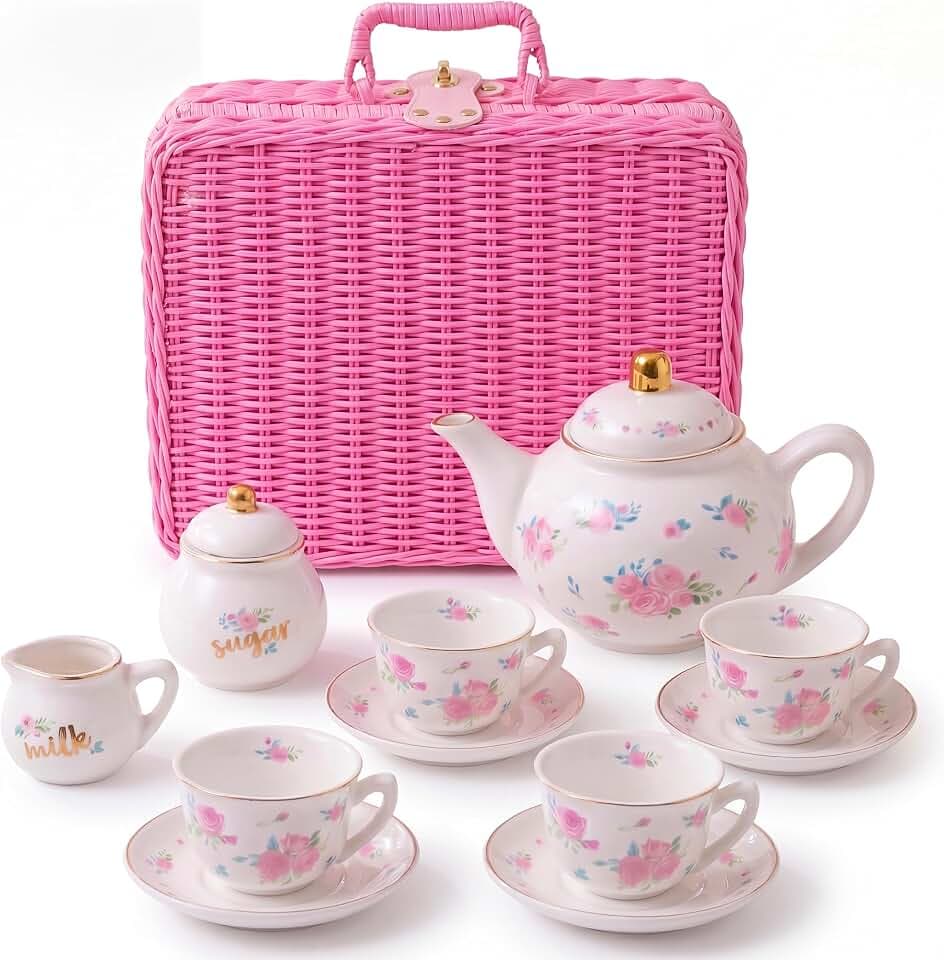 Giggle & Honey® Floral Porcelain Tea Set for Girls
