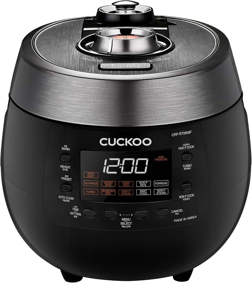 CUCKOO Twin Pressure Rice Cooker, 12-Cup Cooked, Black, CRP-RT0609FB
