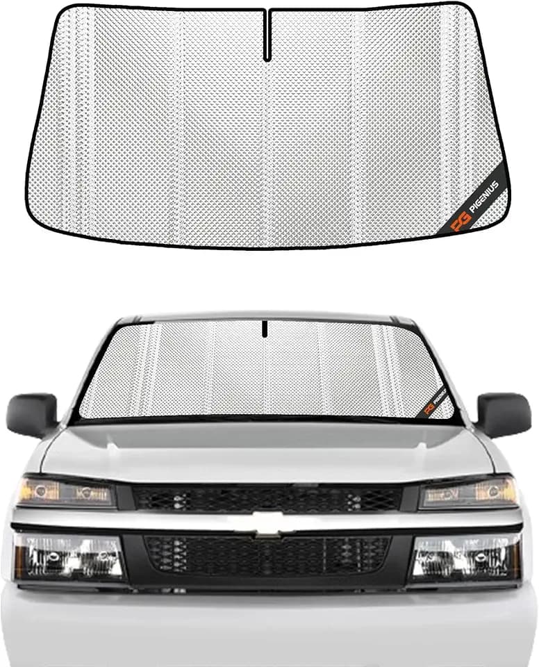 Pigenius Windshield Sun Shade for Chevrolet Colorado/GMC Canyon 2015-2022. Full Coverage Rearview Mirror Shade for Ultimate Protection