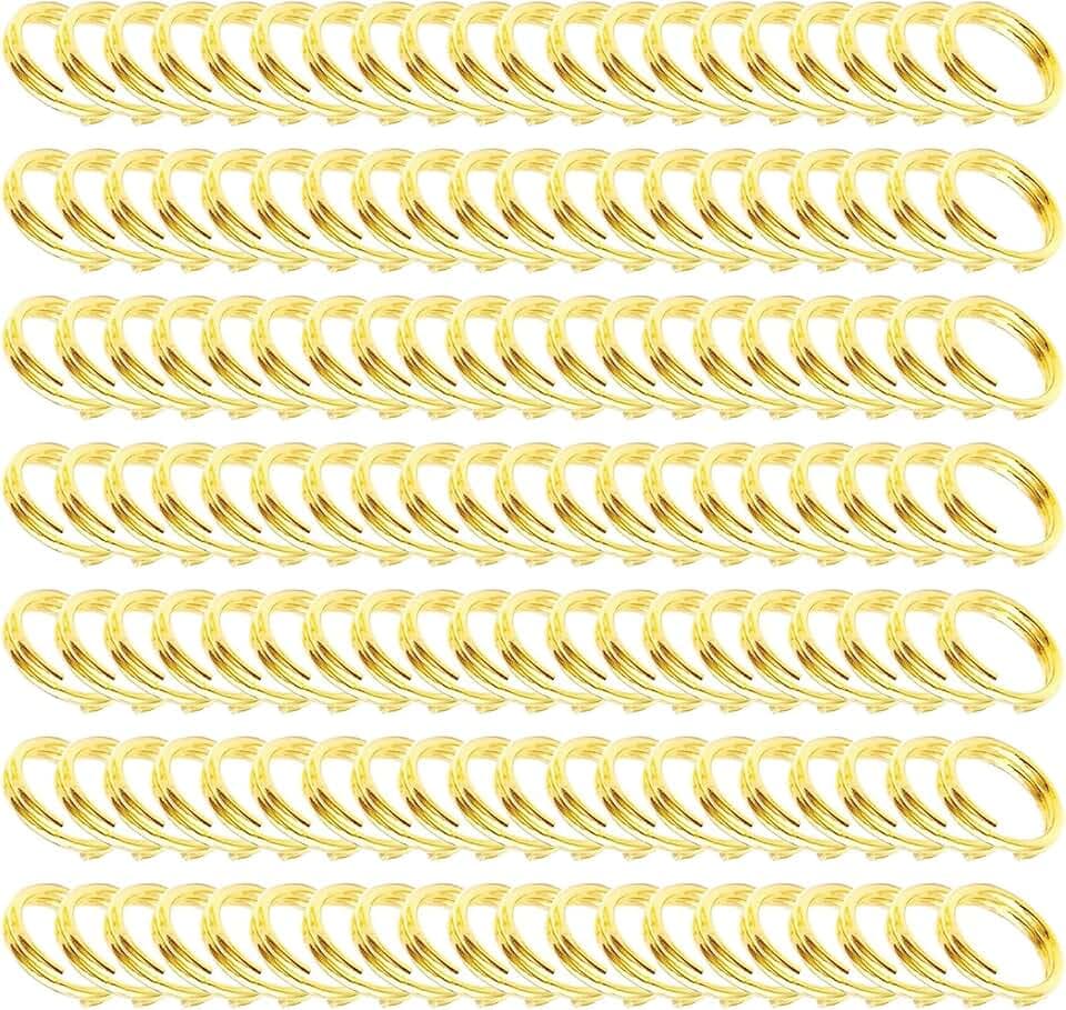 HUAZIZ 200 Stück 20 mm Schlüsselringe Schlüsselanhänger mit Doppelschlaufen, Verbindungsstücke für Schmuck, Armbänder, kleine Metallringe, Ohrringe, Basteln(Gold)
