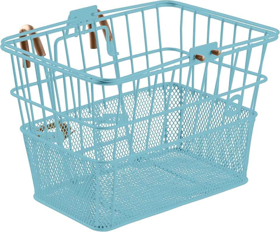 Retrospec Apollo Detachable Front Bike Basket Steel Half-Mesh with Integrated Detachable Hooks and Built-In Handle, Easy Assembly and Portability for Bicycles
