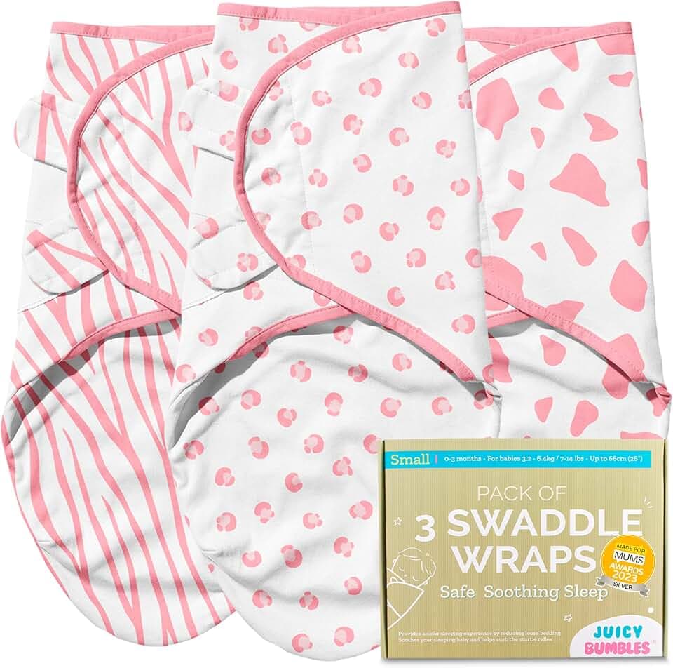 Juicy Bumbles Pucksack Baby 3-6 Monate - 3er Set Pucktuch 0-3 Monate - Babydecke Baumwolle 100% - Unerlässliche Baby Erstausstattung als Baby Decke Neugeborenen Mädchen und Jungen