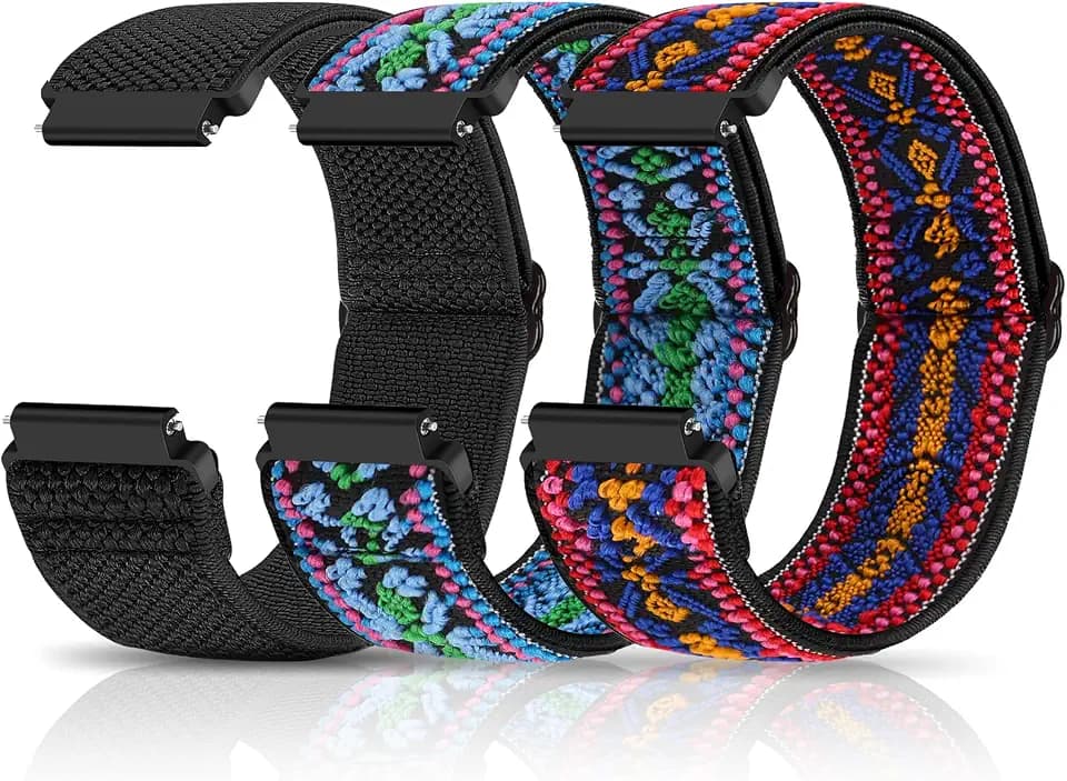 Compatible with 16mm 18mm 19mm 20mm 22mm 24mm Watch Bands Quick Release Replacement Wristband,Adjustable Stretchy Nylon Solo Loop Straps Fabric Braided Sport Elastic Bands for Men Women