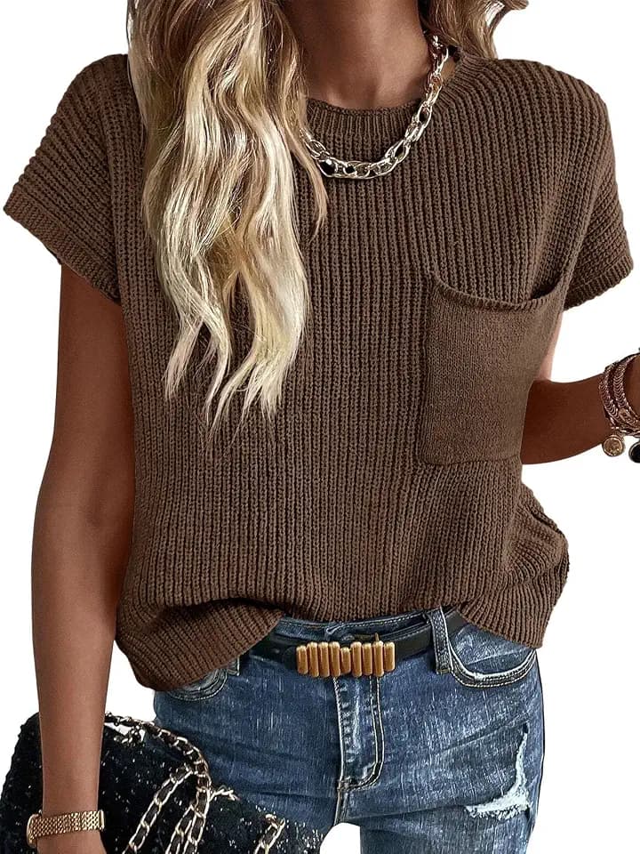 Imily Bela Summer Fall Short Sleeve Sweater for Women