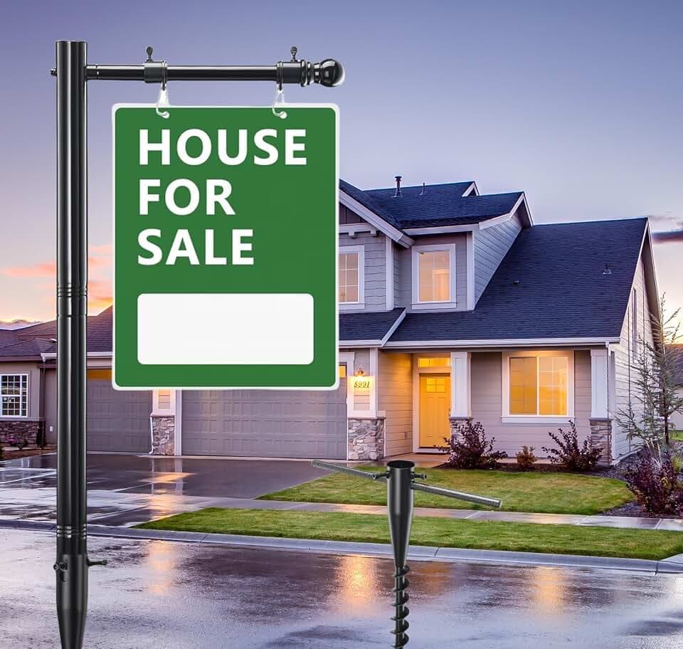 Real Estate Sign Posts,65-85 inch Sturdy Adjustable Commercial Realtor Home for Sale Hanging Ads for Yard Open House Outside Estate Sale Signs Realtor Sign(Not including billboards)