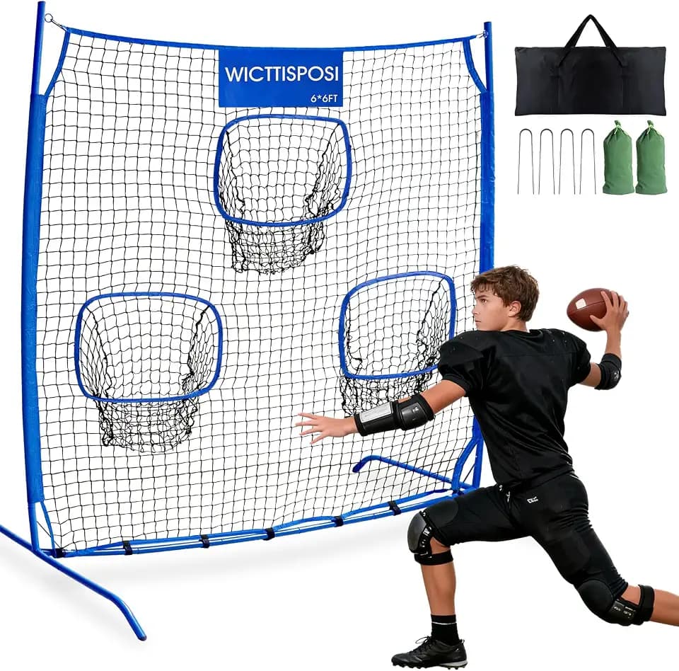 Football Throwing Target Net, Quarterback Training Equipment with CarryBag