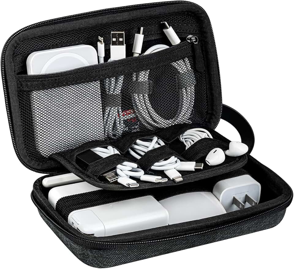 JETech Reise Zubehör Organizer Tasche, Tragbare Elektronische Kabeltasche Gadget Tasche für MacBook Power Adapter, Kabel, Stylus Stift, SD Karte, Maus, Powerbank, USB-Stick