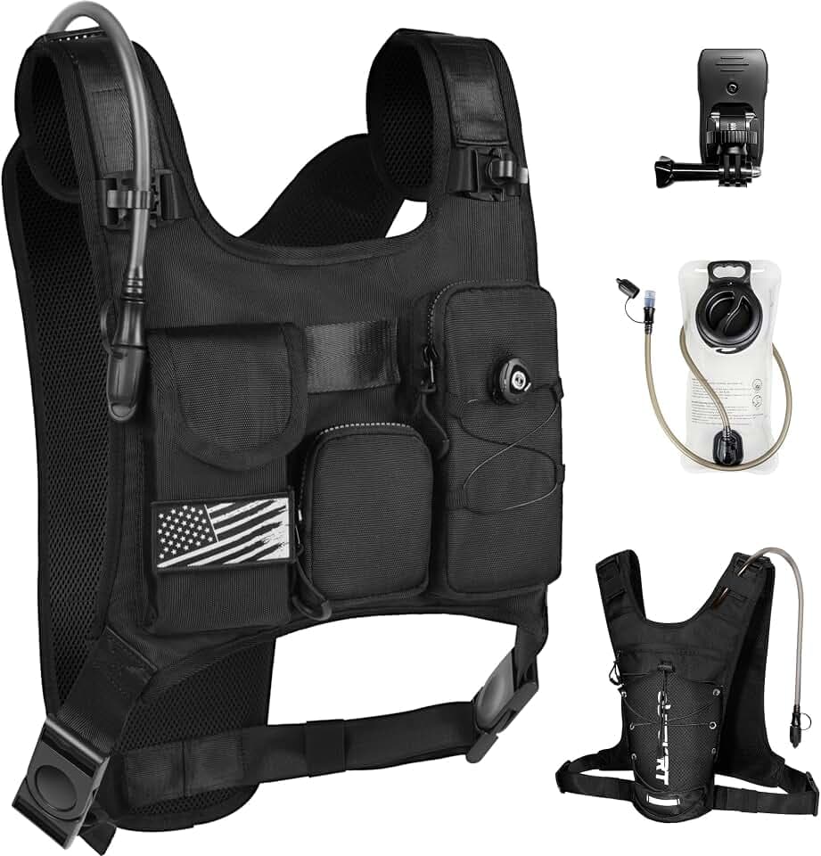 OUTSKIRT Hydration Backpack Vest Bag Lightweight Adjustable Pack with 2L Water Bladder Chest Bag for Hiking Cycling Hunting Climbing for Women and Men