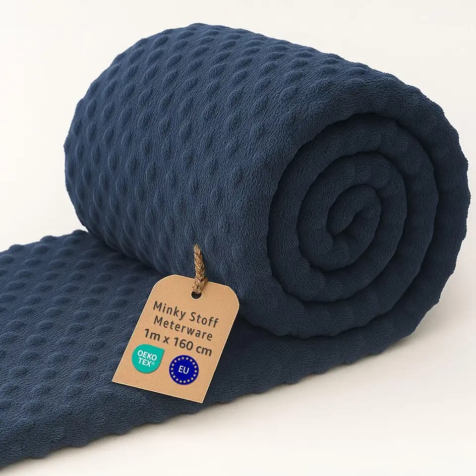 Stoff Meterware Minky Stoffe zum Nähen 1 M - Plüschstoff Nähstoff Polyester Plüsch Fabric Kinderstoffe Dekostoff Nähstoffe ideal für Textilien Sewing Material mit Oeko Tex Marineblau