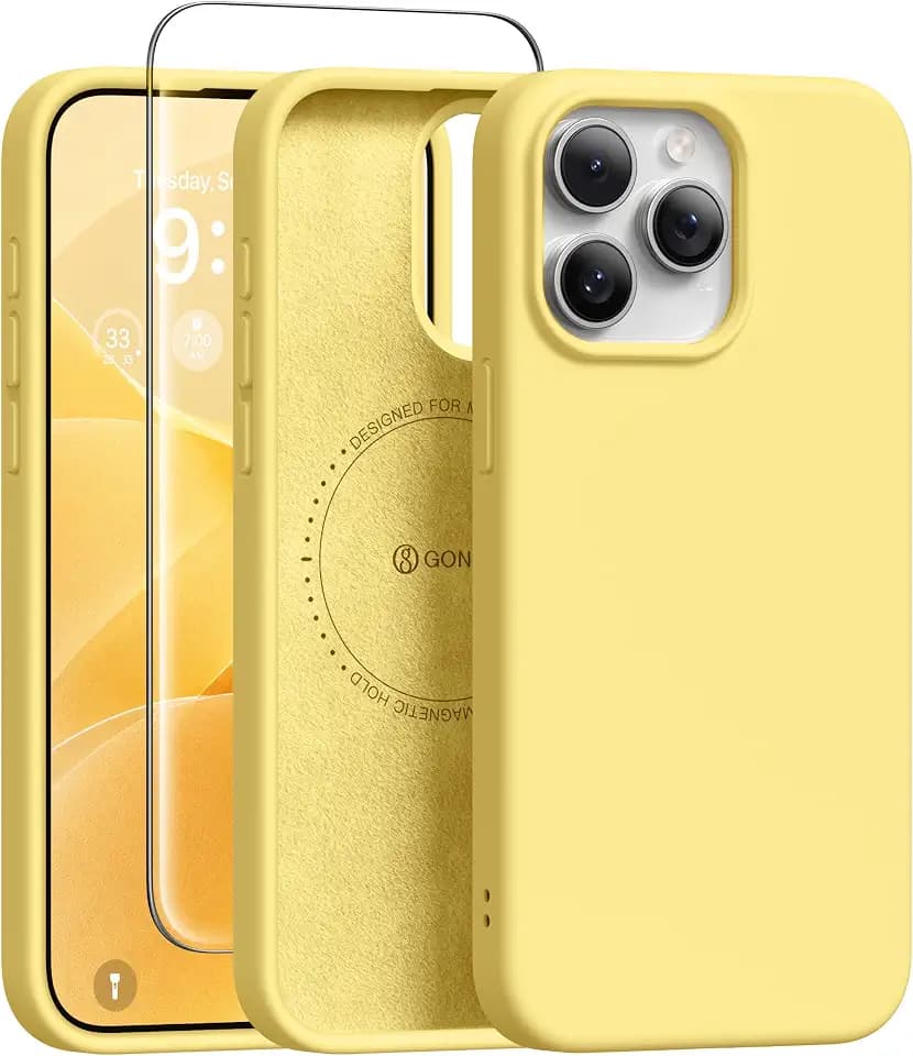 GONEZ Magnetic for iPhone 15 Pro Max Case Silicone Cover Buttercream Yellow