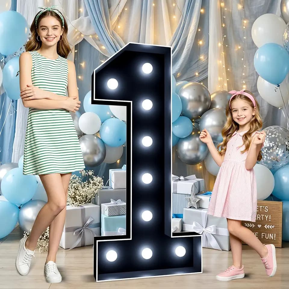 Ledido 4FT Black Marquee Light Up Numbers 1 for 1st 21st Birthday Decor