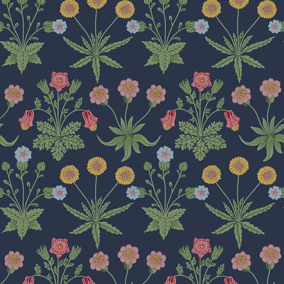 NuWallpaper x Morris & Co. Daisy Indigo Peel and Stick Wallpaper, MCS6597