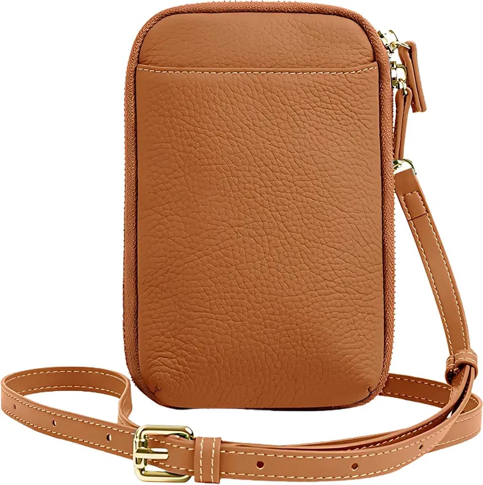Small Crossbody Phone Bag for Women - Genuine Leather Purse | Card Slots & Wide Adjustable Strap, Everyday Errands