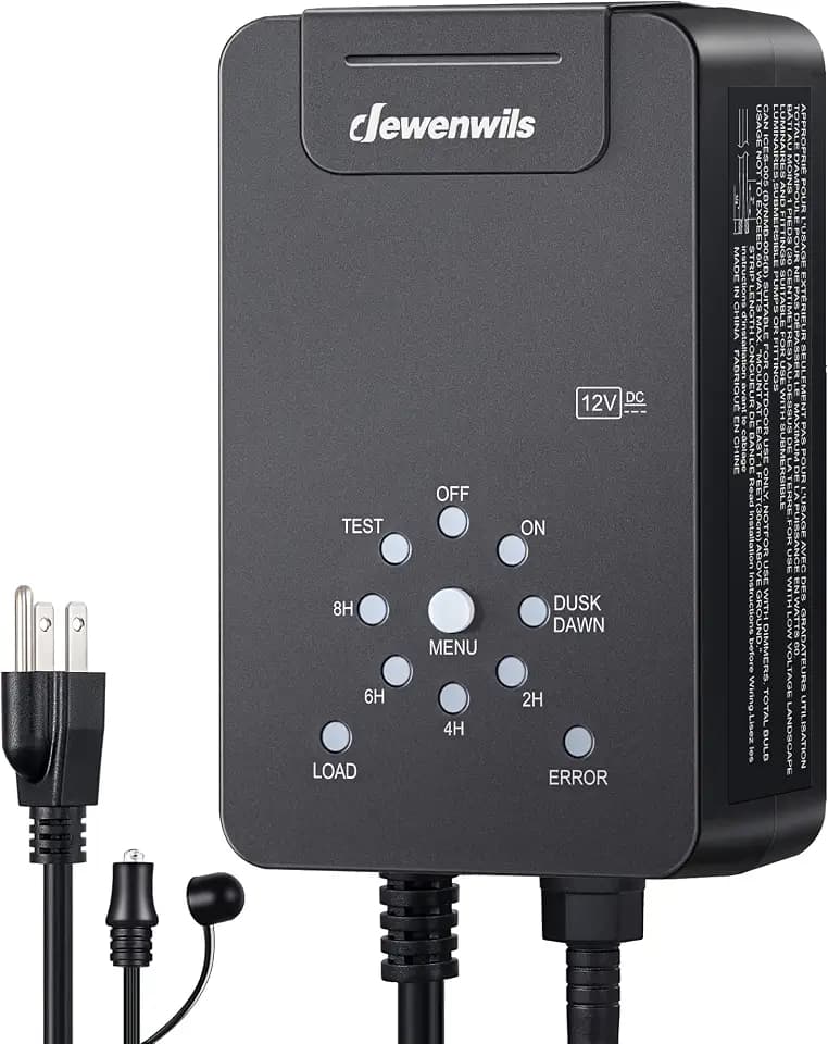 DEWENWILS 60W Low Voltage Transformer, Dusk to Dawn Sensor, Countdown Timer