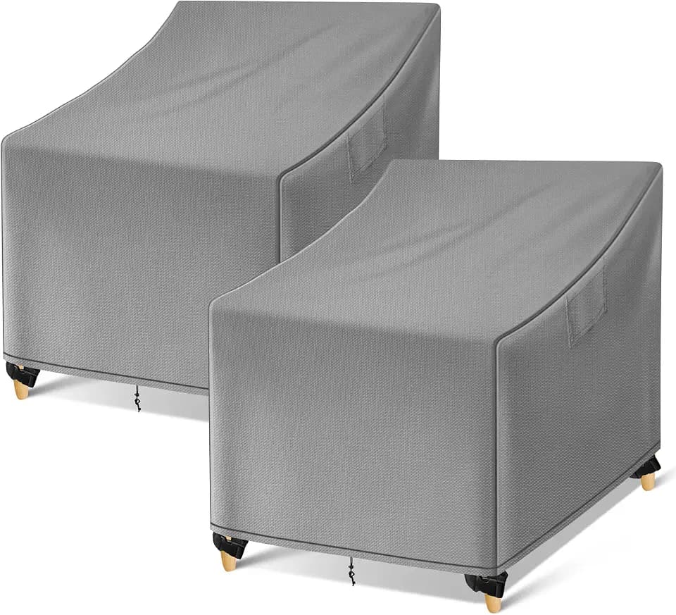 WLEAFJ Outdoor Chair Covers Waterproof, Gray Lawn Patio Furniture Covers, Heavy Duty Wicker Garden Sofa Chair Cover, 2 Pack - 29" W x 30" D x 36" H